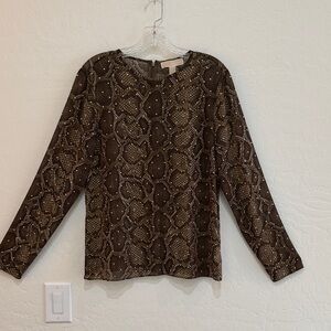 Michael Kors Brown Snake Print Blouse